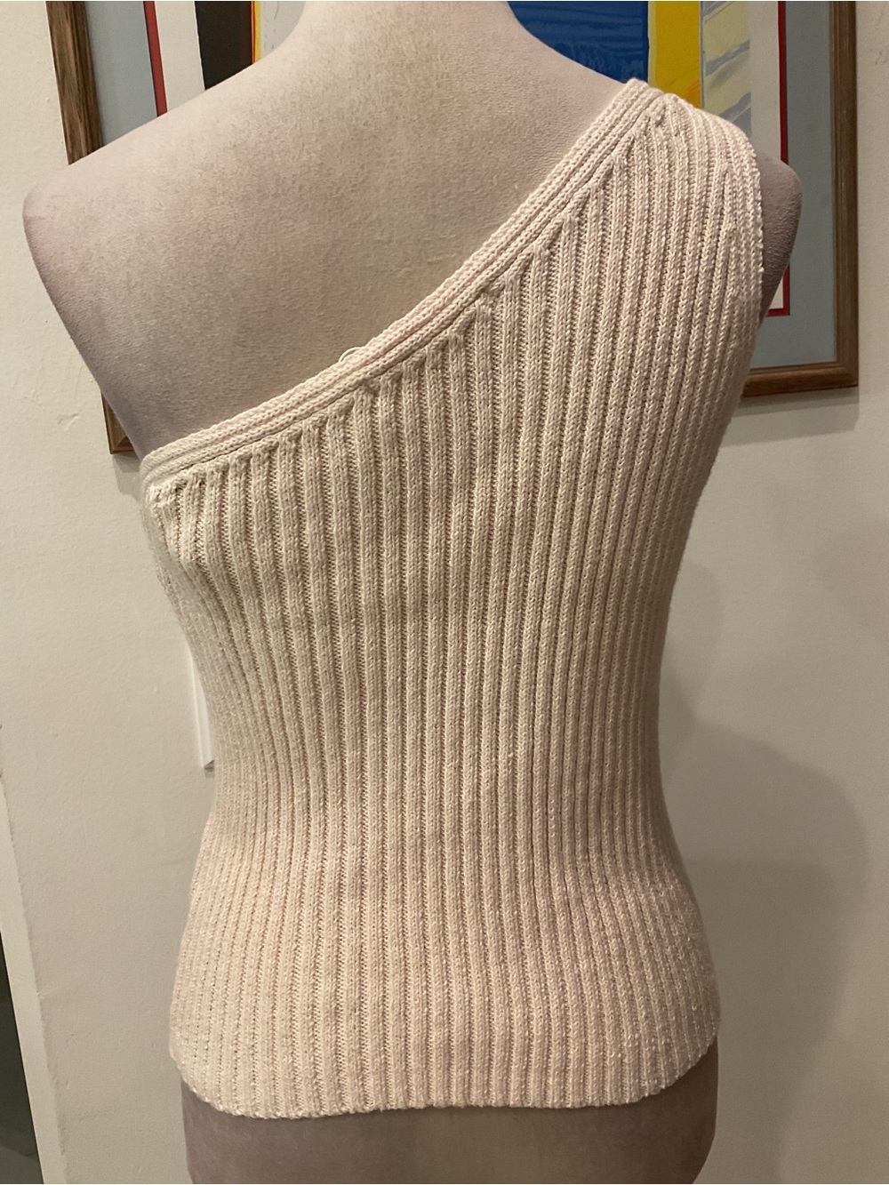 One Grey Day (Revolve) One-Shoulder Ribbed Knit Top - Cream - Picture 7 of 10